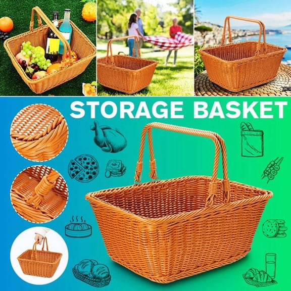 Artificial Rattan Handmade Portable Picnic Basket Rattan