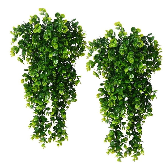 Artificial Rattan Hanging Vine, 30 Inches Long with Round Leaves, Adds Realistic Greenery to Outdoor Gardens and Patios