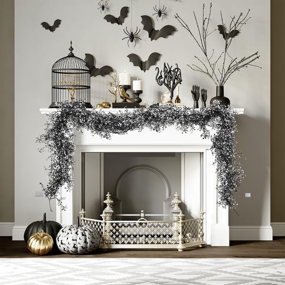 Artificial Rattan Vine Decoration 71 Inch Halloween Thanksgiving Wall Hanging Swag for Fireplace Stairs Door Window Festive Fall Home Decor with Rustic Natural Look