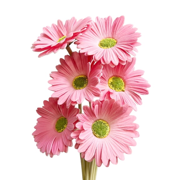 Artificial Real Touch Gerbera Barberton Daisy Stems (Set of 6)