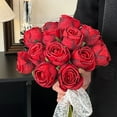 thumbnail image 1 of Artificial Realistic Roses Blue Flowers– 11.4" Faux Rose Silk Flowers with Long Stems Realistic Fake Rose Bouquet for DIY Wedding Rose Decor Party Table Floral Home Ornaments, 1 of 6