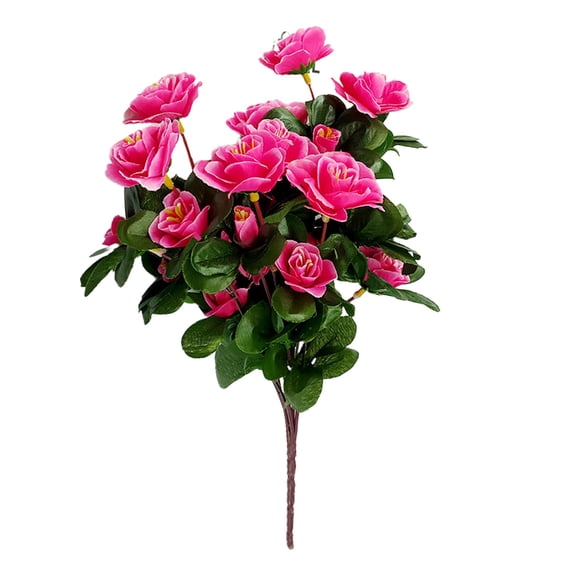 Artificial Red Azalea Bush,Lifelike Silk Flower Arrangement for Home,Office,Weddings,or Parties,Long-Lasting Faux Floral Display for Indoor & Outdoor Decoration,No Maintenance Required-Hot Pink