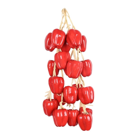 Artificial Red Bell Pepper String 5 Pack Lifelike Vegetable Artificial Hanging String, Photography Props for Home Kitchen Farm Harvest Decoration - Thanksgiving Fall Farmhouse Use