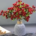 thumbnail image 1 of Artificial Red Berries with Realistic Fruit Design, Simulation Flowers for Bridal Bouquets and Christmas Decor, Festive Red Fruit for Home and Kitchen, 1 of 6