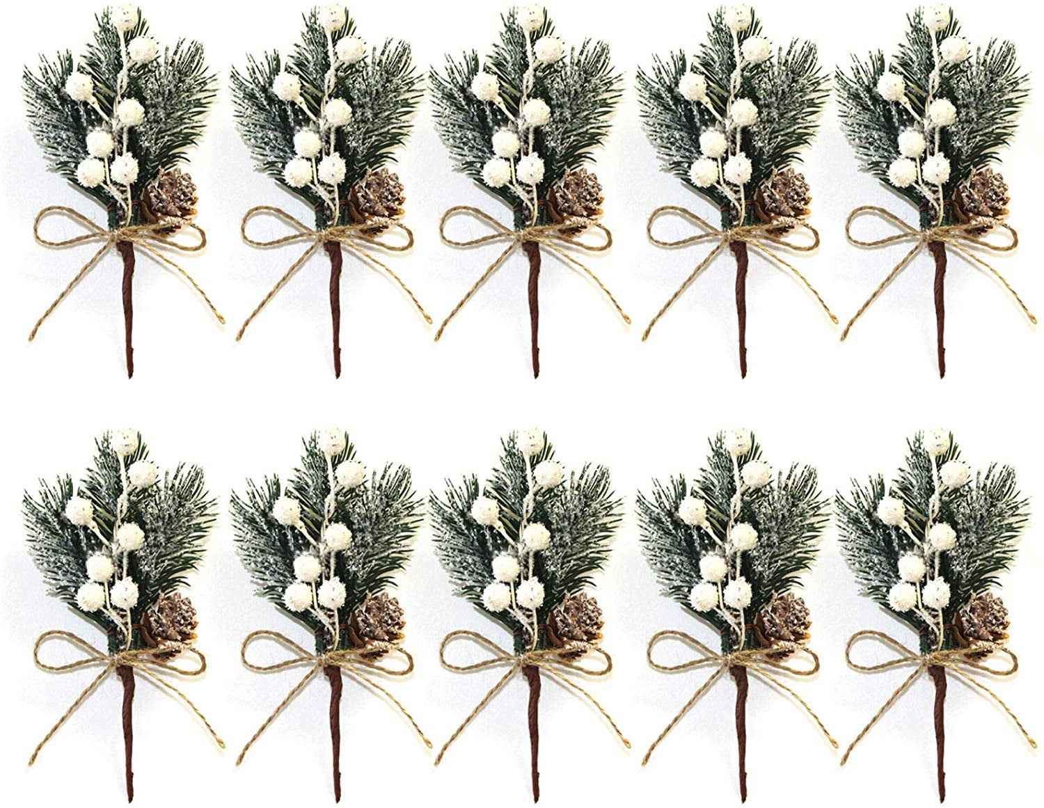 Deloky 8-Piece Natural Pinecone Branches - 14" Floral Picks For Fall & Christmas Decor