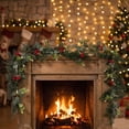 thumbnail image 1 of Artificial Red Berry Pine Garland – 71 Inch Faux Green Plant Rattan for Christmas Fireplace Door Hanging Mantel Decor, 1 of 6