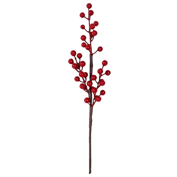 Artificial Red Berry Stem, Christmas Red Berries Branches, Fake Burgundy Berry Picks for Vase Filler Floral Arrangements Christmas Tree Xmas Winter Holiday Home DIY Crafts Decor