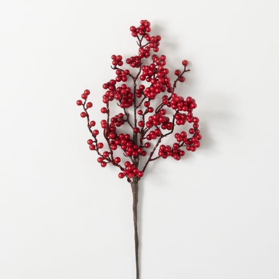 Artificial Red Berry Stem Red 18"H