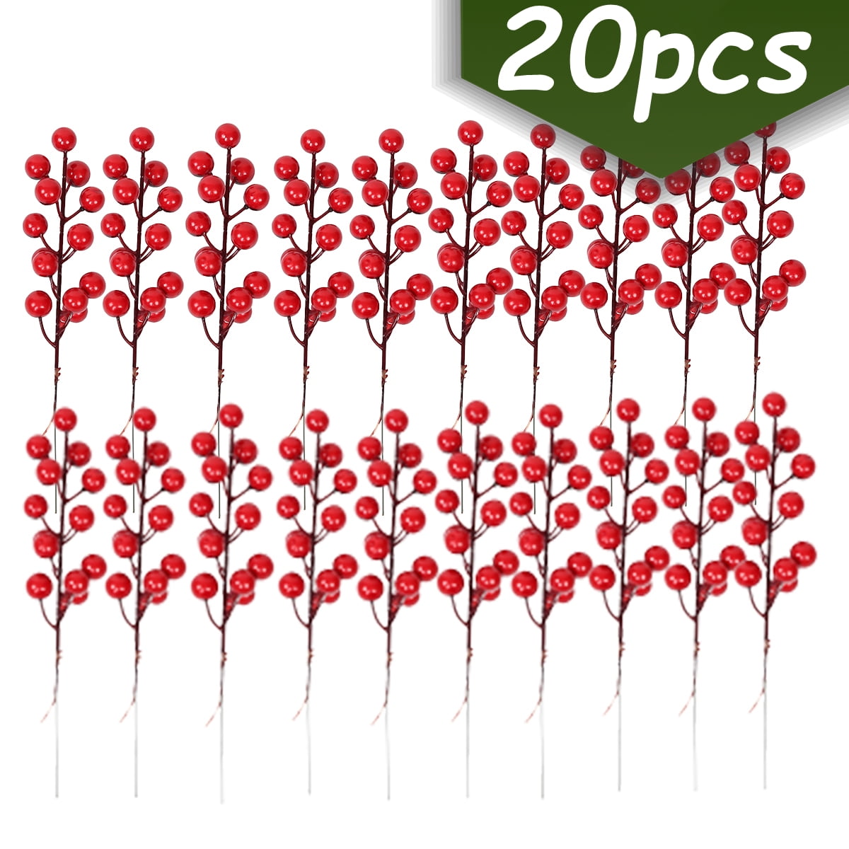 "Artificial Red Berry Stems Xmas Floral Decorations, Indoor Ornaments ...