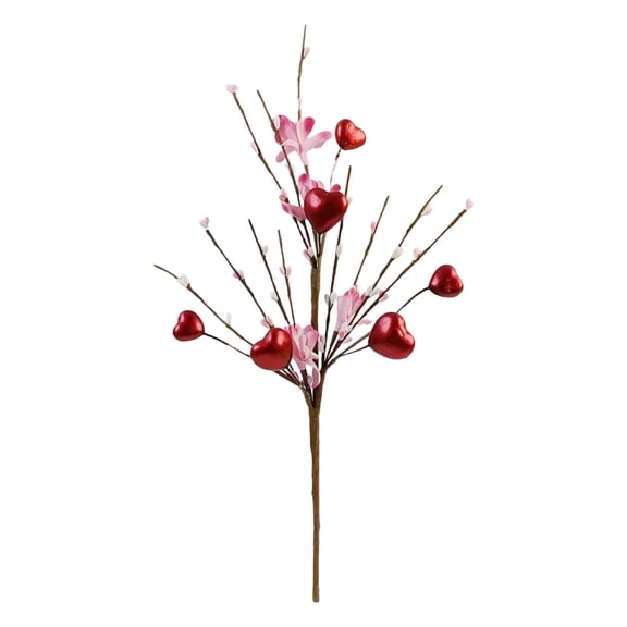Artificial Red Berry Stems, Heart Shaped Berry Picks for Valentine’s Day, Fake Flower Branch, Faux Berries Picks, for Wedding Birthday Anniversary Party Table Vase Decor, 1Pc(Red,16.5x4")