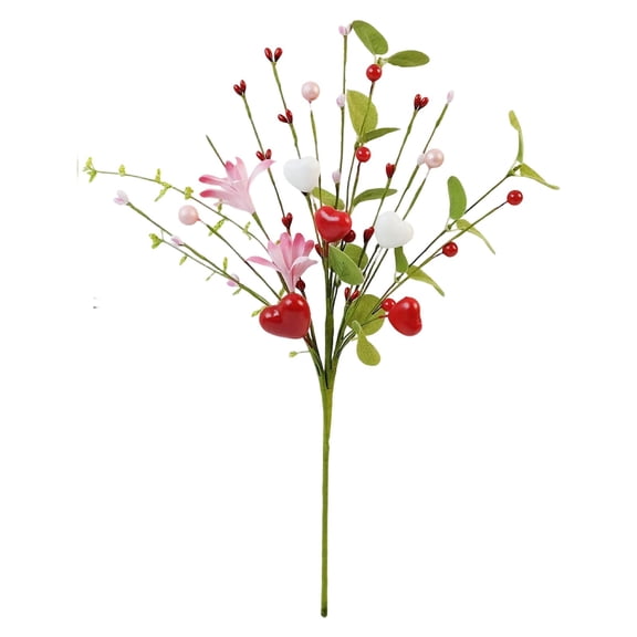 Artificial Red Berry Stems, Heart Shaped Berry Picks for Valentine’s Day, Fake Flower Branch, Faux Berries Picks, for Wedding Birthday Anniversary Party Table Vase Decor, 1Pc(Red1,16.5x4")