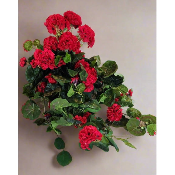 Artificial Red Geranium Hanging Basket (Red)
