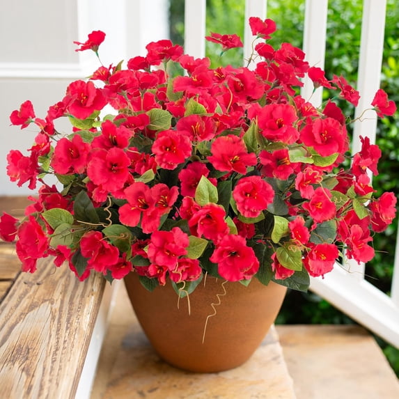 Artificial Red Hibiscus Flowers for Outdoors, 6 Bundles Silk Faux ...