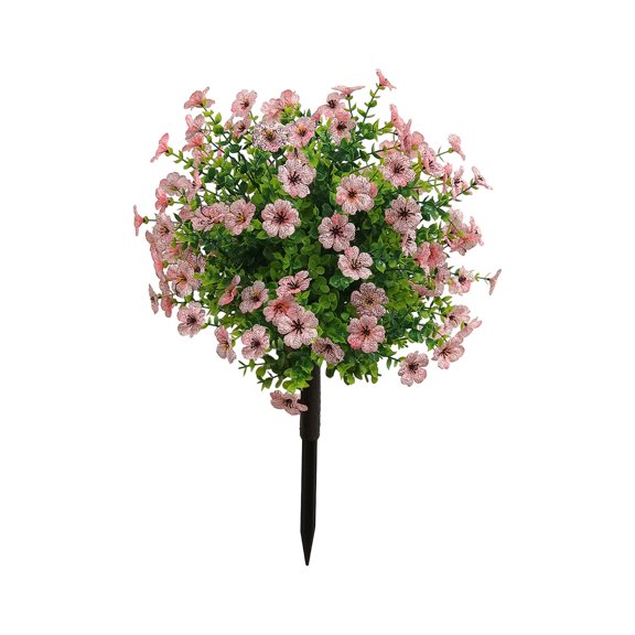Artificial Red Petunia Flower Ball with Stake Realistic Outdoor Garden Decor, Weather Resistant Pink