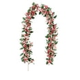 thumbnail image 1 of Artificial Red-Pink Berries Garland with Eucalyptus Leaves, 6.56FT Faux Vines Hanging Green Garland, Fake Greenery Garlands for Wedding Backdrop, Arch Wall Decor, 1 of 8