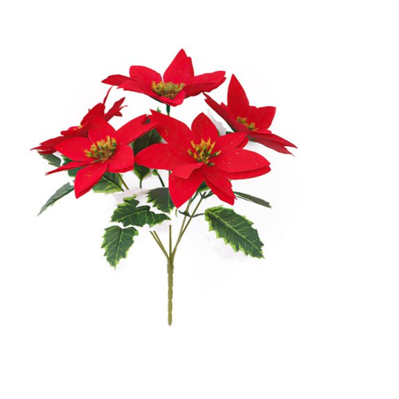 Artificial Red Poinsettia Bouquet Lifelike Silk Flowers for Holiday Decor, Weddings, and Home Arrangements