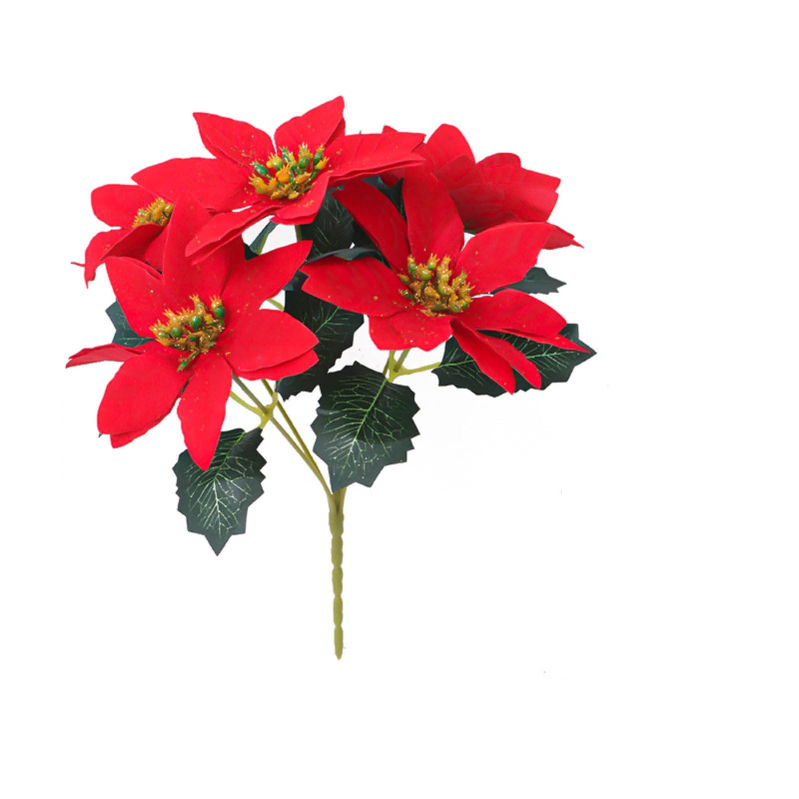 Artificial Red Poinsettia Bouquet Lifelike Silk Flowers for Holiday ...