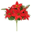 thumbnail image 1 of Artificial Red Poinsettia Flowers, 1 Bundle 5 Heads Christmas Tree Decor, Silk Faux Poinsettia for Indoor & Outdoor Holiday Floral Arrangement, Indoor Decor, 1 of 6
