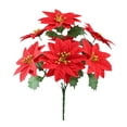 thumbnail image 1 of Artificial Red Poinsettia Flowers 7 Heads with Stems 12in, Realistic Silk Christmas Flower for Tree Garland Wreath Mantle Indoor Outdoor Decor, Red, Artificial Plants & Flowers, 1 of 9