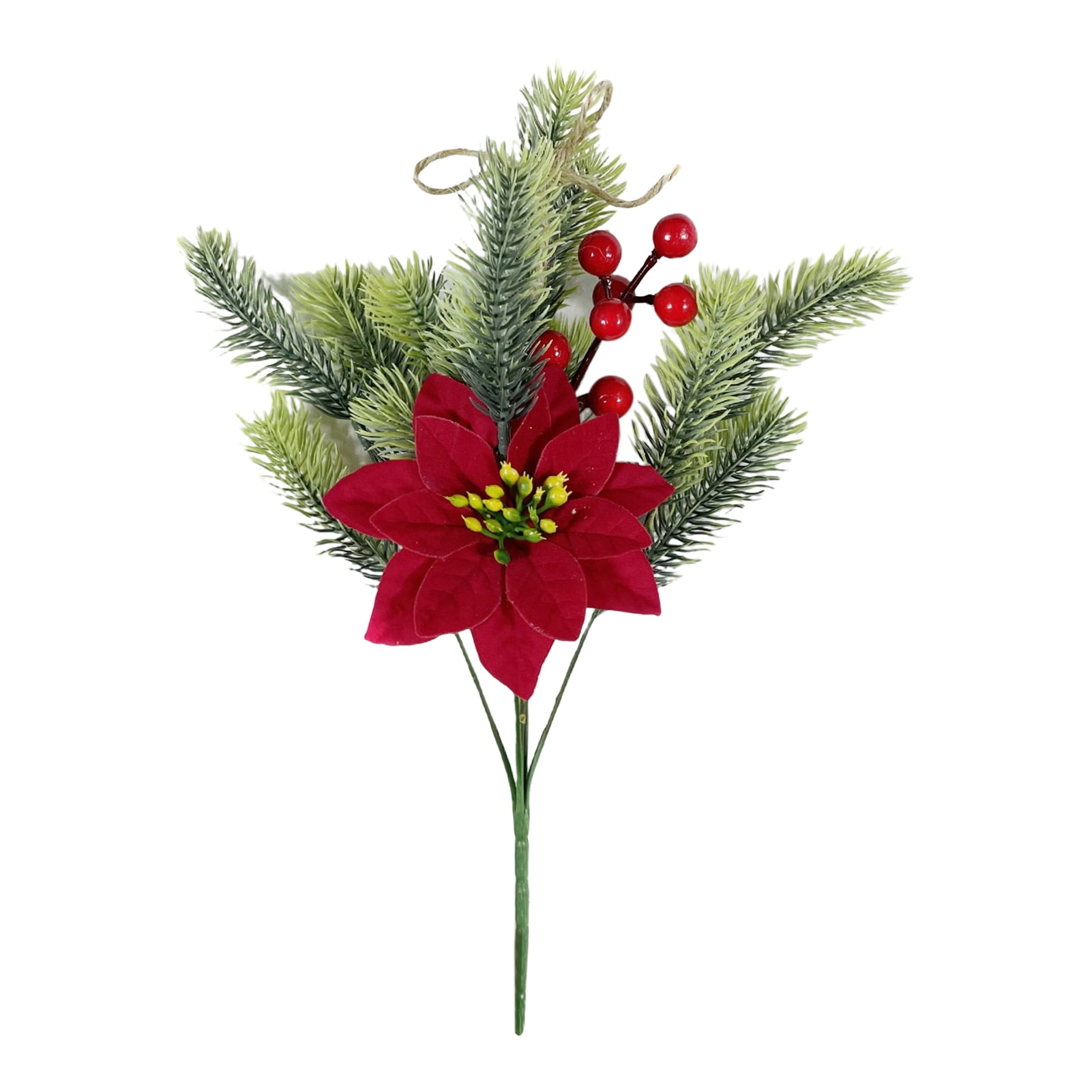 Artificial Red Poinsettia & Pinecones Flower Bouquet Perfect Size for ...