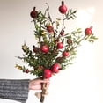 thumbnail image 1 of Artificial Red Pomegranate Greenery Leaf Bouquet 22" Tall, 1 of 6