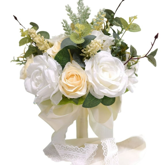 Artificial Red Rose Flower Bouquet with Lace Strap Leaves Simulation Bouquet