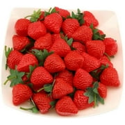 Artificial Red Strawberry Fake Plastic Strawberries Fruits Festival Decoration 30 PCS