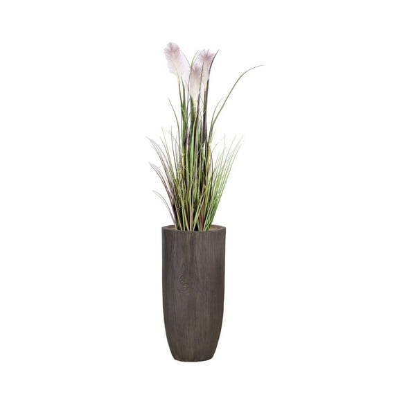 Artificial Reed Grass | 68" fake grass in a tall wooden styled planter planter| Lavender Ombre feathers | Vintage Home