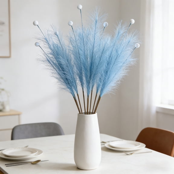 Artificial Reeds Grass Flowers, 28.34in Colorful Handmade Peacock Feather Grass, Decorative Floral Arrangement for Home, Wedding, Office and Party Decor, 1pcs(Blue)