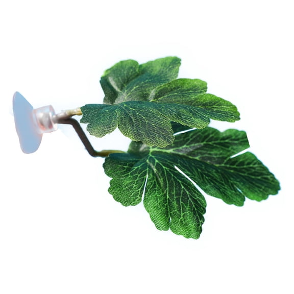 Artificial Reptile Terrarium Decor Leaves with Suction Cup, Fake Reptile Habitat Plants for Bearded Dragon Gecko Lizard Turtle Tank, Lifelike Reptile Hiding Climbing Foliage