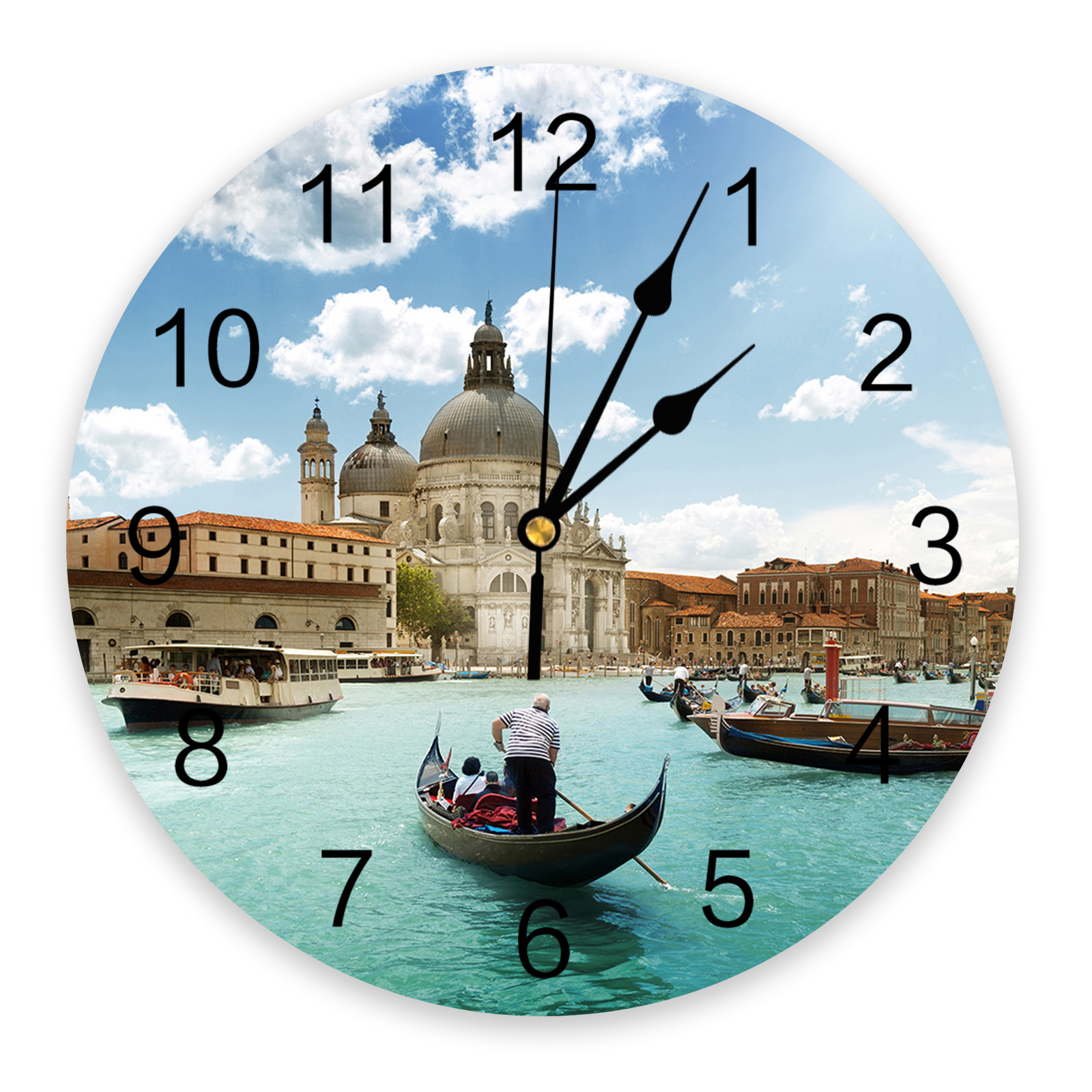 Artificial River Boat House Building Wall Clocks Silent Home Cafe ...