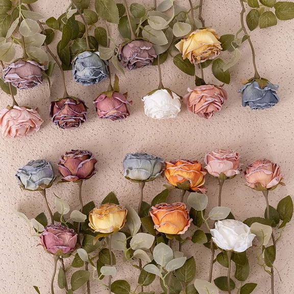 Artificial Rose, 1 Pcs Frosted Edge Rose, 15.6" Realistic Faux Flower, Distressed Petal Artificial Rose for Gift, Vase, Boho Chic Home Decor, Wedding Centerpiece