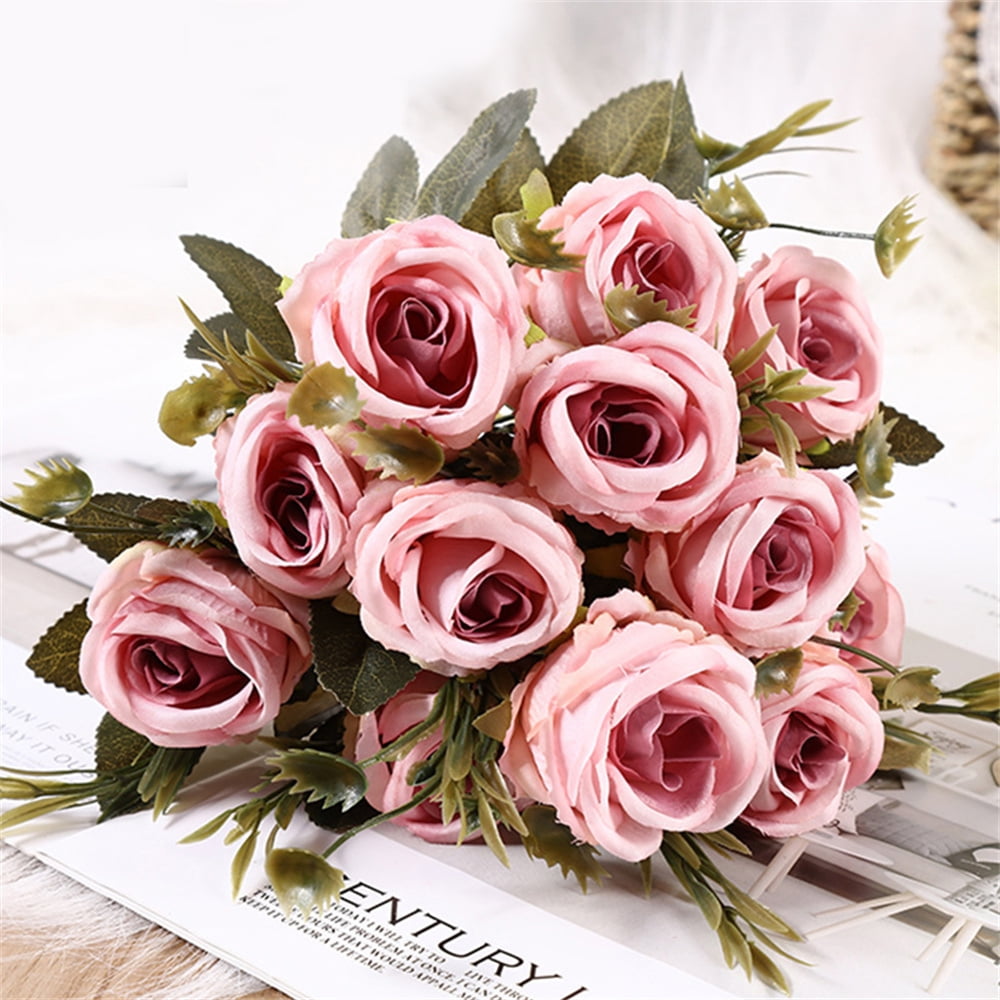 Artificial Rose 6pcs Open Flower Realistic Blossom Roses Bouquets for ...