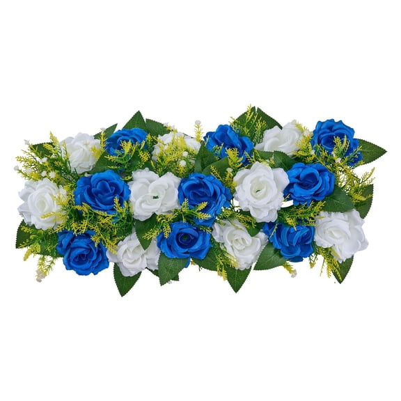10-Pack Faux Rose Flower Ball Arrangements, 19.6" x 8.6" Wedding Table Centerpieces, Artificial Blue and White Roses Bouquet for Home Decoration