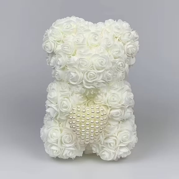 Artificial Rose Bear - Eternal Rose Bear with Pearl Heart - Perfect Gift for Christmas, Valentine's Day, and Mother's Day