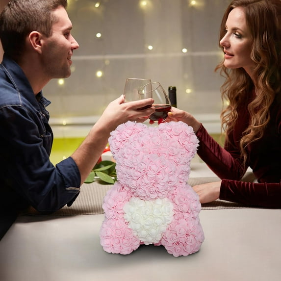 Artificial Rose Bear Gift Preserved Rose Teddy Bear Flower Bear Decoration Faux Rose Bear Romantic Gift for Valentine's Day Anniversary Birthday Gift for adultfriend Wife Home Decor