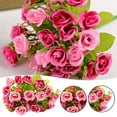 thumbnail image 1 of Artificial Rose Bouquet, 1 Bunch Rose Flower Arrangement with 21 Flower Heads & Long Stems for Wedding, Vase, Home Decor (Hot Pink), 1 of 8