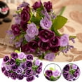 thumbnail image 1 of Artificial Rose Bouquet, 1 Bunch Rose Flower Arrangement with 21 Flower Heads & Long Stems for Wedding, Vase, Home Decor (Purple), 1 of 8