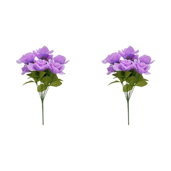 Artificial Rose Bouquet, 2 Pack Real Touch Fake Roses for Wedding, Cemetery, Home, and Farmhouse Decor, 13.7 Inch Realistic Silk Roses for Vase Fillers and Table Centerpiece Arrangements