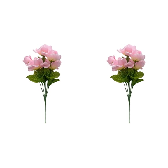 Artificial Rose Bouquet, 2 Pack Real Touch Fake Roses for Wedding, Cemetery, Home, and Farmhouse Decor, 13.7 Inch Realistic Silk Roses for Vase Fillers and Table Centerpiece Arrangements
