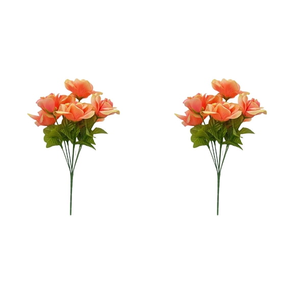 Artificial Rose Bouquet, 2 Pack Real Touch Fake Roses for Wedding, Cemetery, Home, and Farmhouse Decor, 13.7 Inch Realistic Silk Roses for Vase Fillers and Table Centerpiece Arrangements