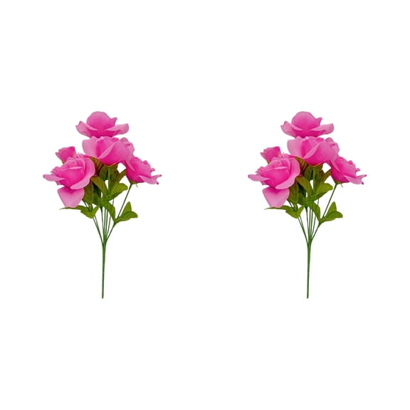 Artificial Rose Bouquet, 2 Pack Real Touch Fake Roses for Wedding, Cemetery, Home, and Farmhouse Decor, 13.7 Inch Realistic Silk Roses for Vase Fillers and Table Centerpiece Arrangements