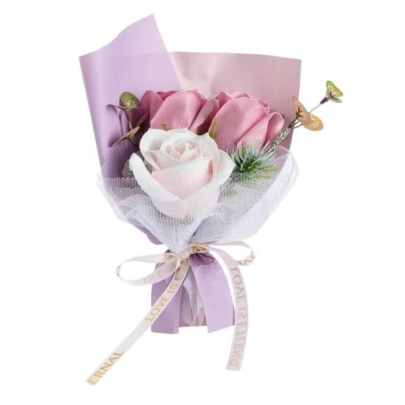 Artificial Rose Bouquet,3 Heads Soap Rose Flower Bouquet,Valentine Day Gifts For Women,Roses Flower Bouquet,Soap Roses Gift Bouquet,For Mother Valentine'S Day Party Wedding Decoration,C