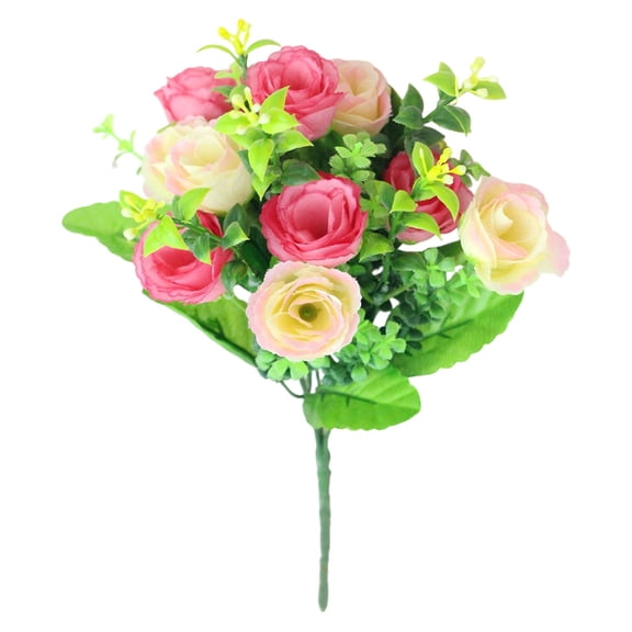 Artificial Rose Bouquet, 33CM 10 Rose Buds Small Bouquet for Home Decor, Wedding Table Centerpieces, Restaurant Decor, Multi-Color Fake Flower Bundles