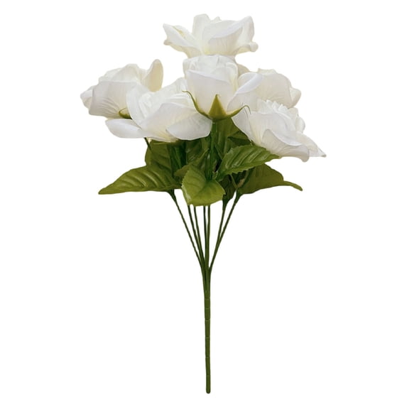 Artificial Rose Bouquet Available in Multiple Colors, Oimcto 35cm Silk Roses for Wedding Decor, Cemetery Flowers & Year Round Home Decor, Realistic Faux Flowers with Green Stems, White