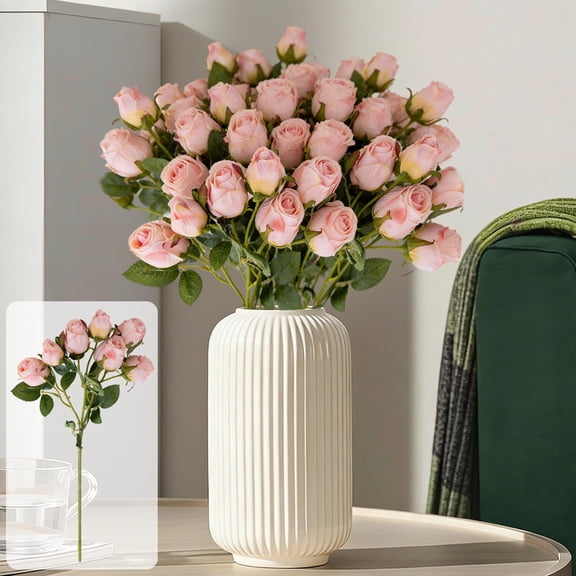 Artificial Rose Bouquet - Floral Arrangements Plastic Fabric Wires Realistic Design for Home Decor Office Spaces Event Decoration (Pink), Ccwuwei