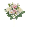 thumbnail image 1 of Artificial Rose Bouquet - Pink & White Realistic Faux Floral Arrangement, Small Fresh Fake Flowers for Home Decor Wedding Shooting Props Tabletop Ornaments, 1 of 6