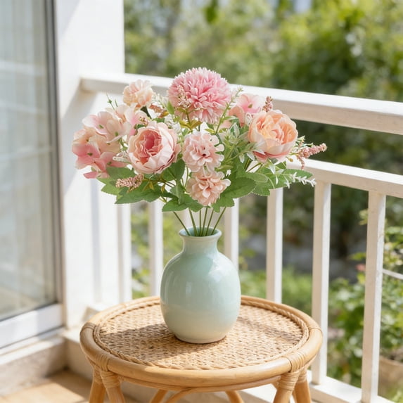 Artificial Rose Bouquet Plastic Home Decor Wedding Centerpiece Gift for Mom's Day Pink