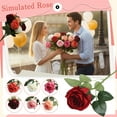 thumbnail image 1 of Artificial Rose Bouquet, Single Stem Silk Flowers for Home Decor, Champagne Faux Roses for Spring decor Wedding Centerpieces, Elegant Fake Flower Arrangement for Living Room Champagne, 21.6", 1 of 4