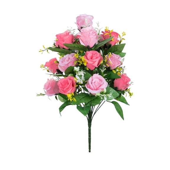 Artificial Rose Bouquet Spring Deocrations, European-Style 18-Head Lifelike Silk Flowers Decor for Easter & Wedding Table Floral Arrangements